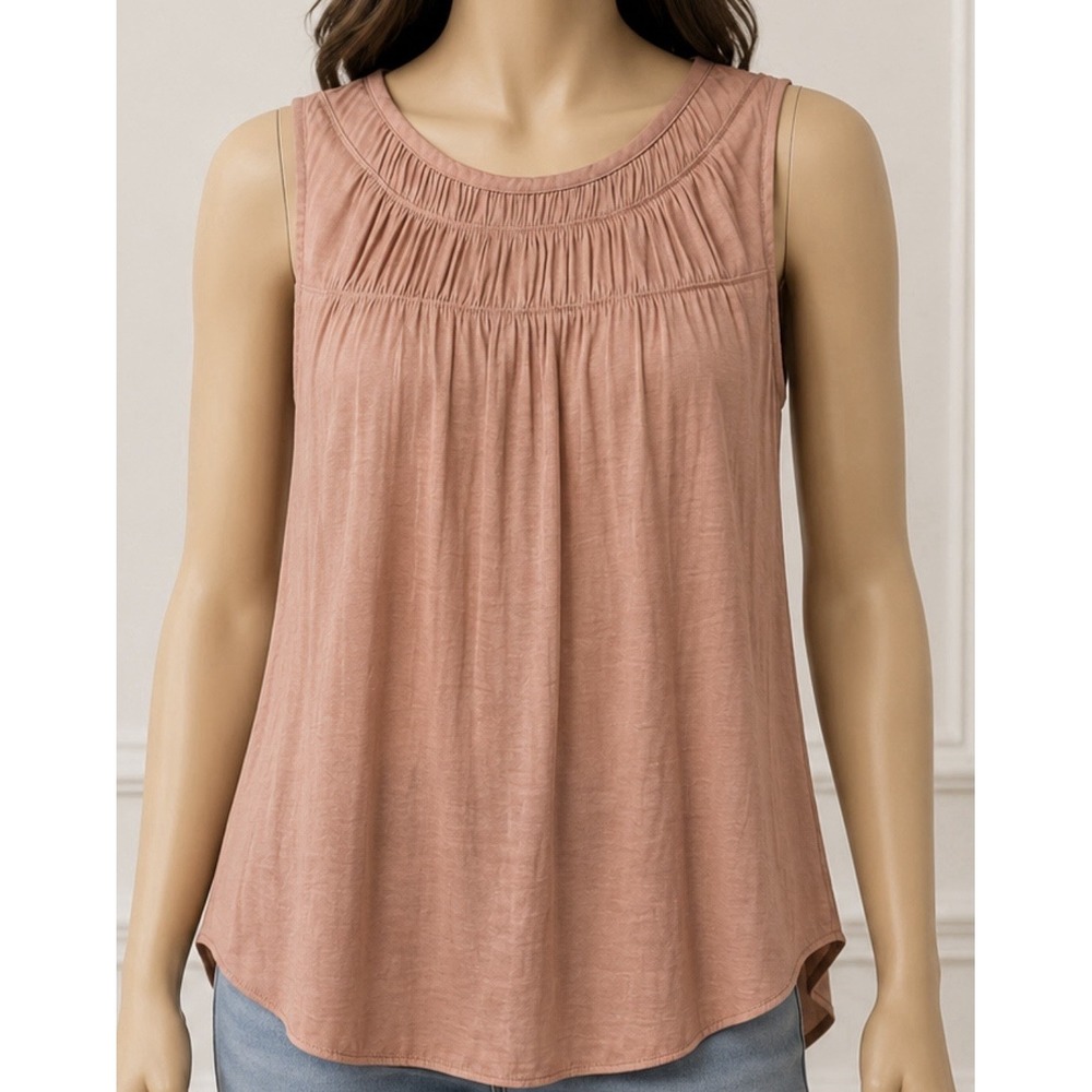 VERA WANG SIMPLY VERA Women's Flowy Sleeveless Blouse Top Shirt Medium M Blush